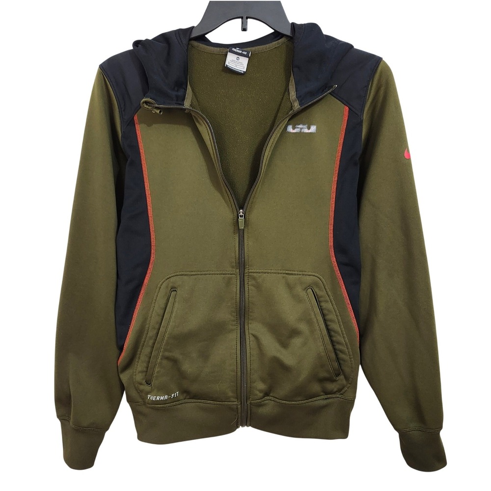 Nike Therma Fit‎ Labron James Full Zip Hoodie Jacket Mens Medium Olive Black